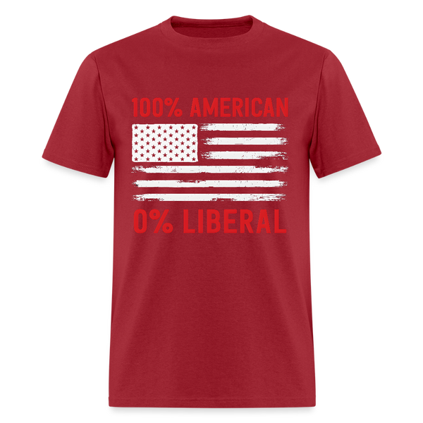 100% American 0% Liberal T Shirt - dark red