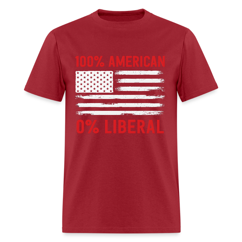 100% American 0% Liberal T Shirt - dark red