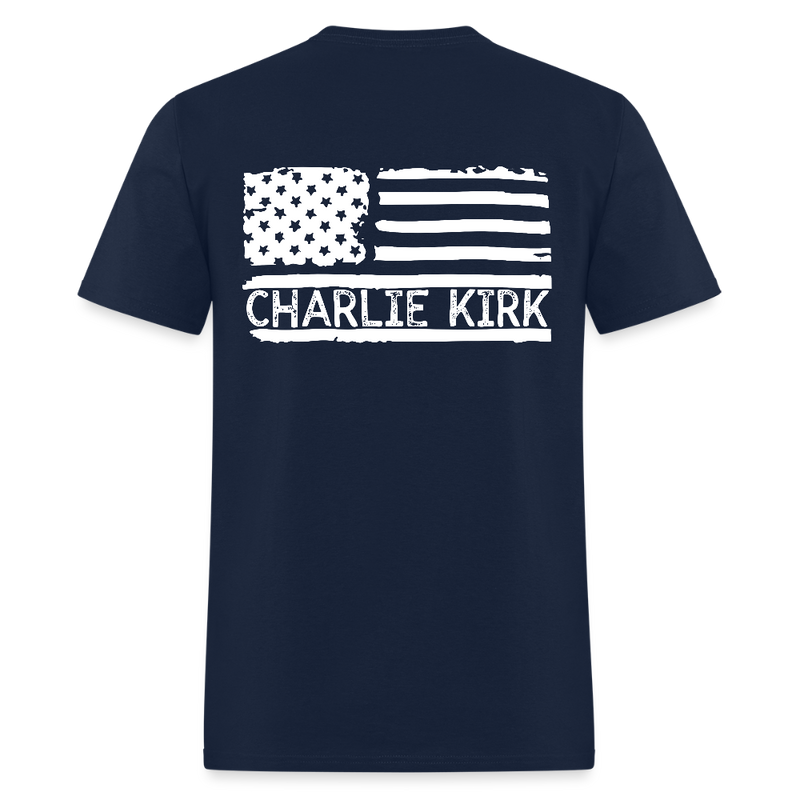 Charlie Kirk Freedom American Flag T Shirt - 2 - navy