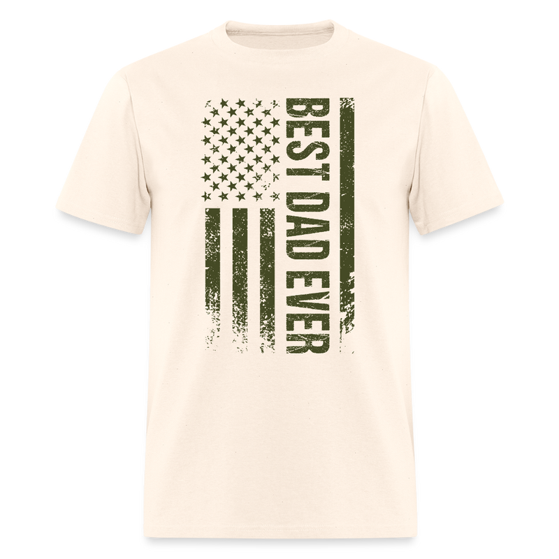 Best Dad Ever America Flag T Shirt - natural