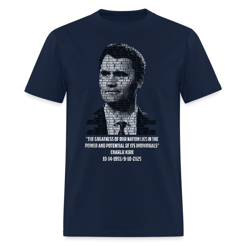 Charlie Kirk Memorial T Shirt - navy