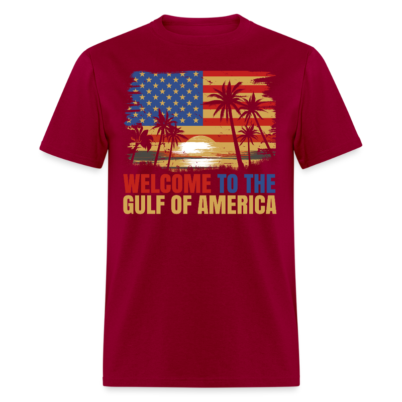 Welcome To The Gulf Of America Flag Beach T Shirt - dark red