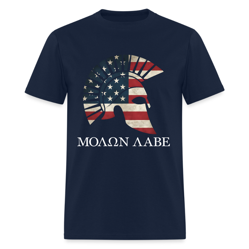 American Flag Greek Spartan Come And Take Them Guns T Shirt - navy
