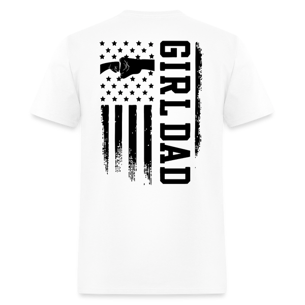 Girl Dad Fist Bump American Flag T Shirt - 2 - white