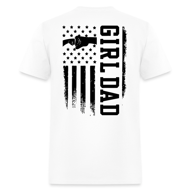 Girl Dad Fist Bump American Flag T Shirt - 2 - white