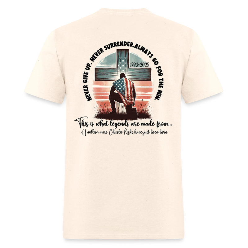 Charlie Kirk Freedom Never Give Up T Shirt - natural