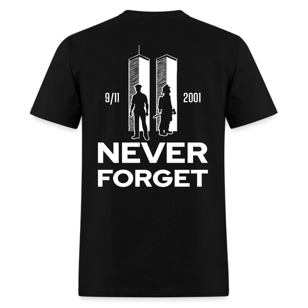 September 11 Police & Firefighter Tribute T Shirt - black