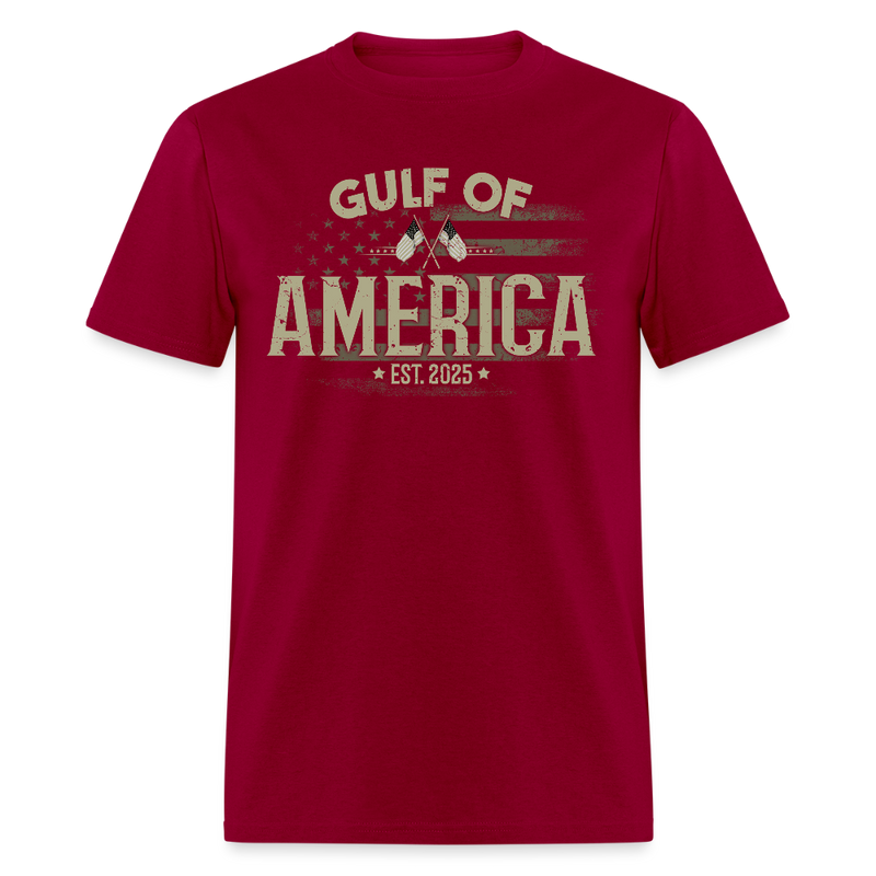 Gulf of America Est. 2025 Flag T Shirt - dark red