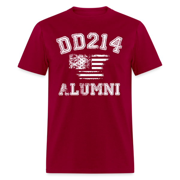 DD214 Alumni American Flag T Shirt - dark red