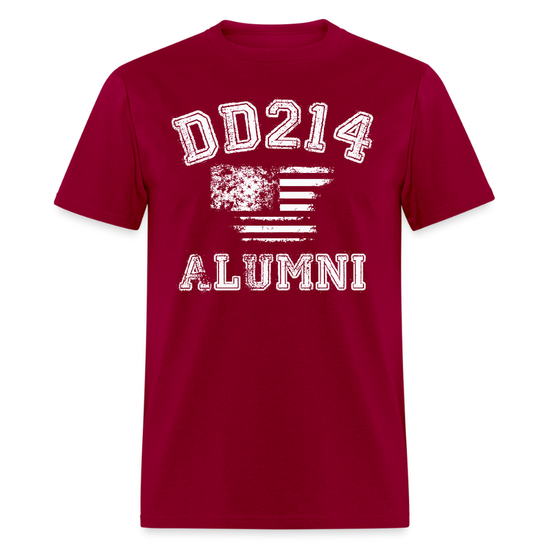DD214 Alumni American Flag T Shirt - dark red