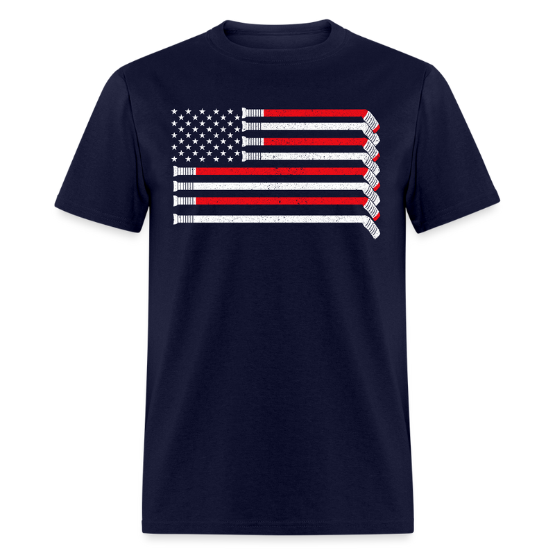 Hockey Stick USA Flag T Shirt - navy