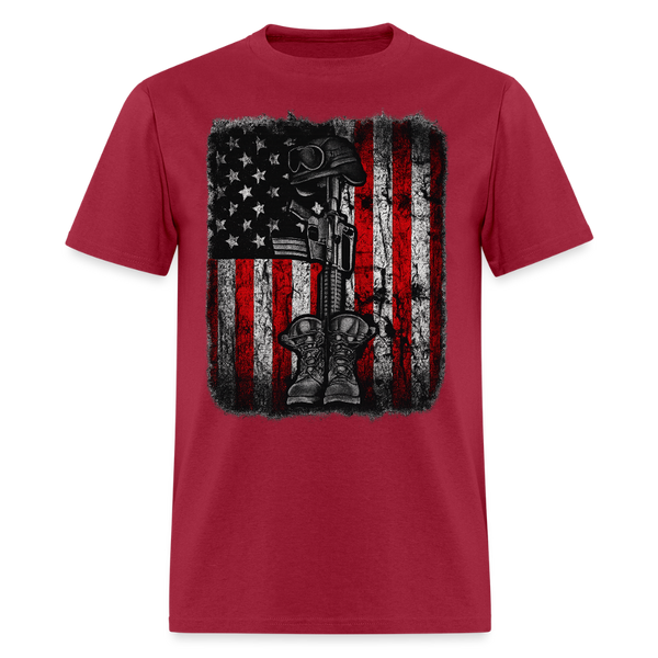 United States Veteran T Shirt - dark red