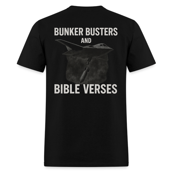 Bunker Busters And Bible Verses Back Print T Shirt - black