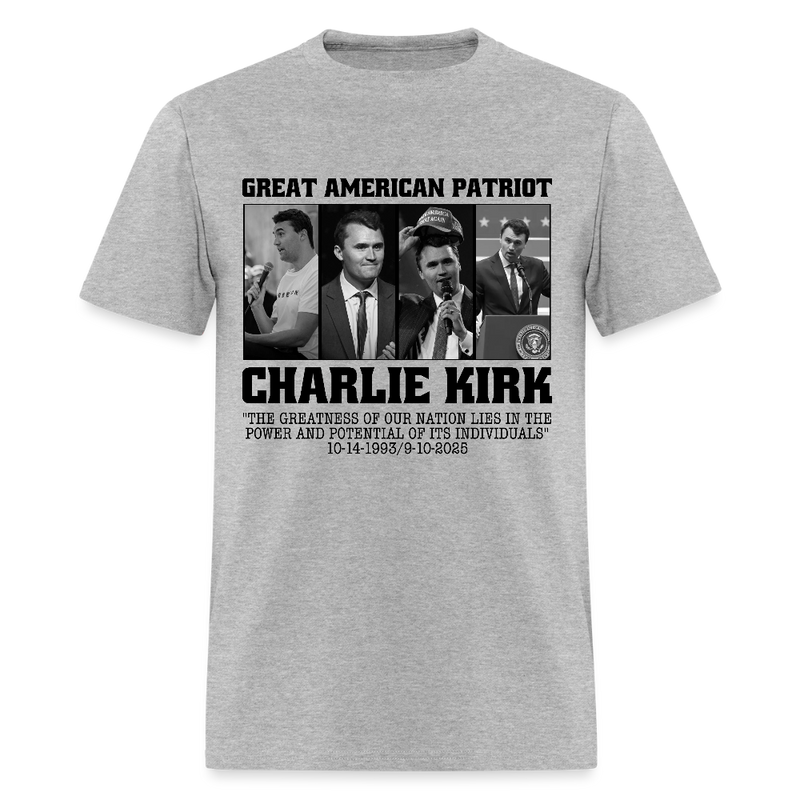 Great American Patriot Charlie Kirk T Shirt - heather gray