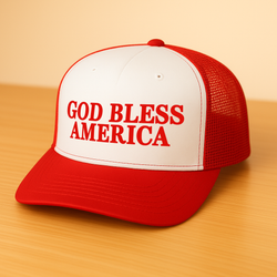 God Bless America Red Trucker Hat