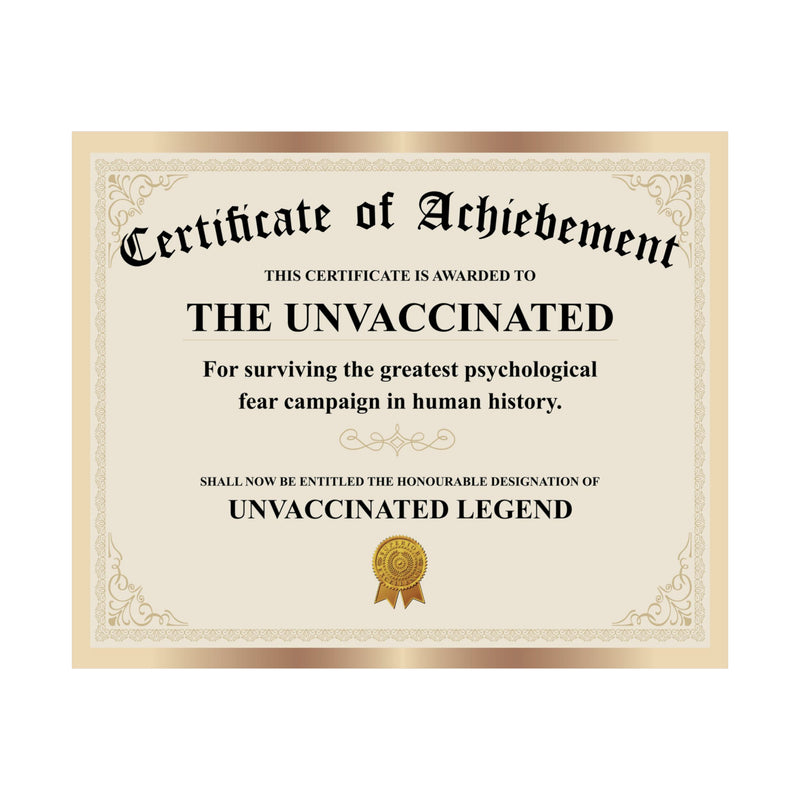 Certificate Of Unvaccinated Legend