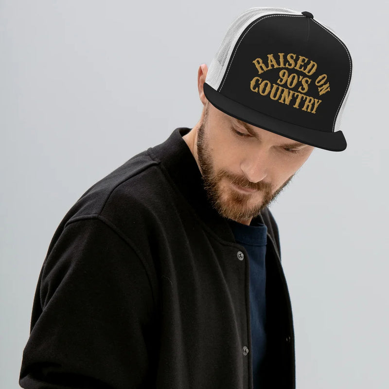 Raised On 90s Country Embroidered Trucker Hat