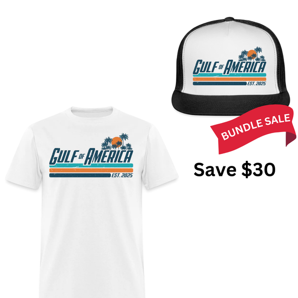 Gulf Of America T Shirt + Trucker Hat Bundle - 1
