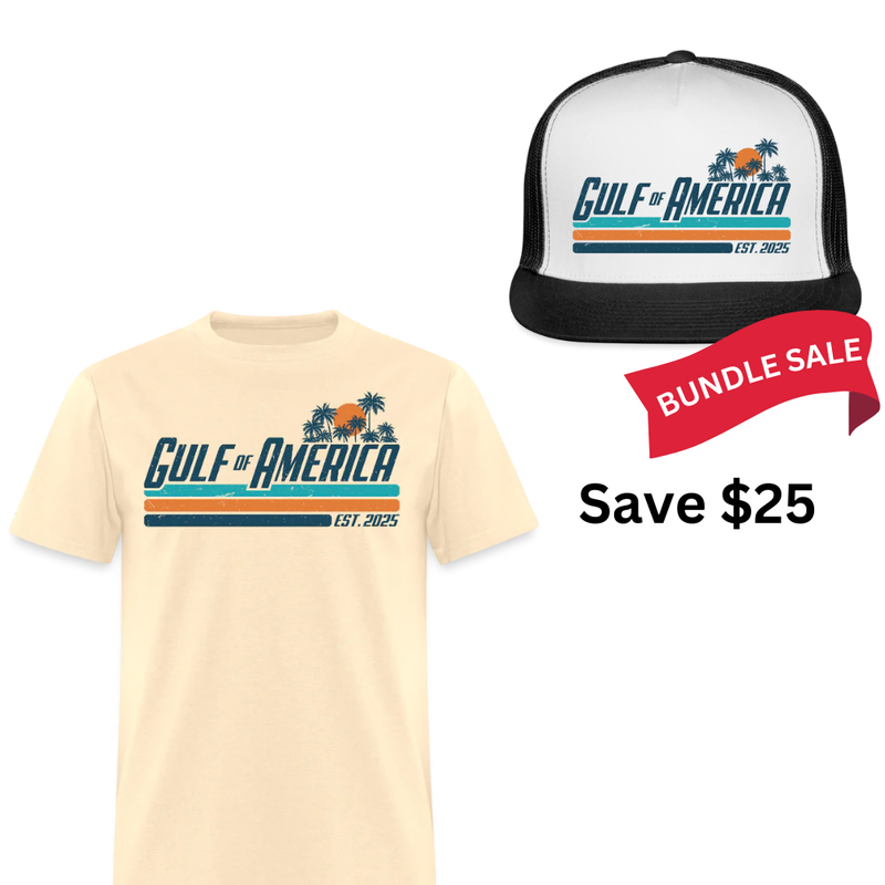 Gulf Of America T Shirt + Trucker Hat Bundle - 2