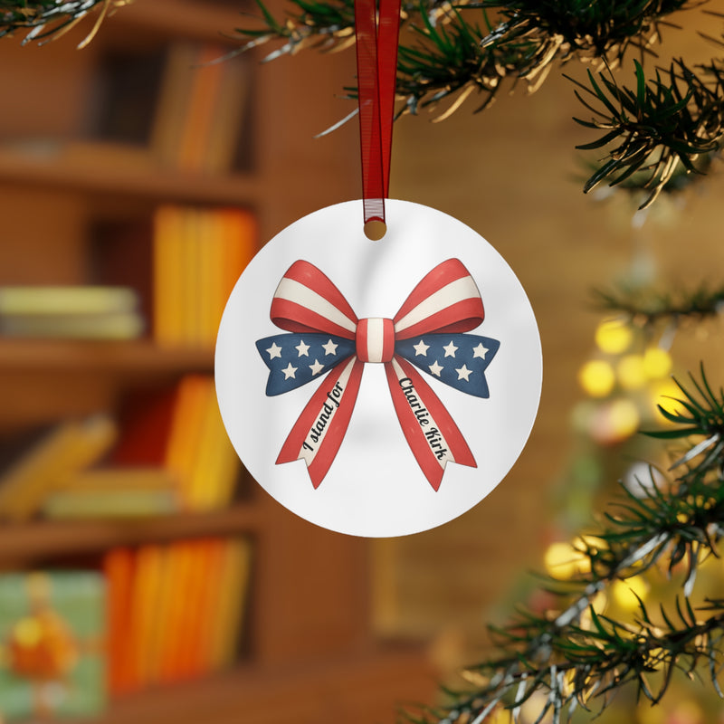 I Stand For Charlie Kirk America Bow Ornament