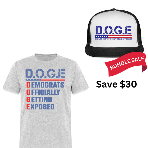 D.O.G.E Democrats Officially Patriotic T Shirt + Trucker Hat Bundle