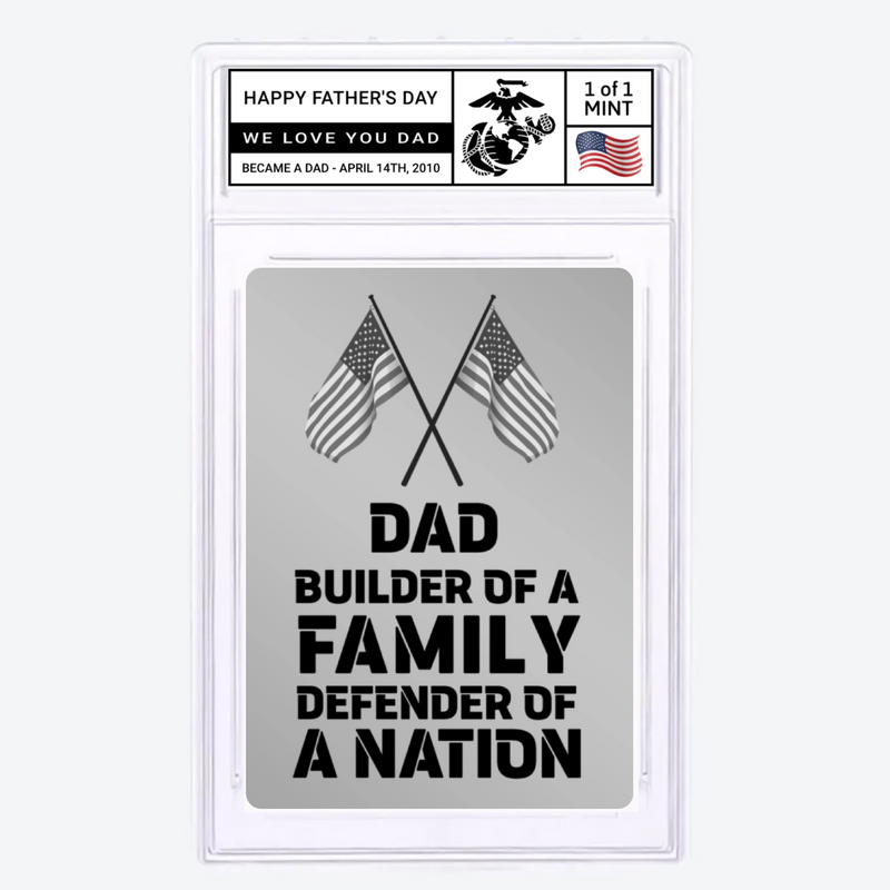 Personalized Dad Builder Of A Family Defender Of A Nation Card