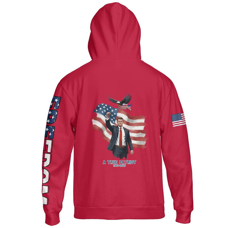 Red White and Blueberries Charlie Kirk Fist Raised Hoodie