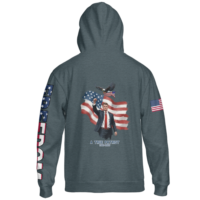 Red White and Blueberries Charlie Kirk Fist Raised Hoodie