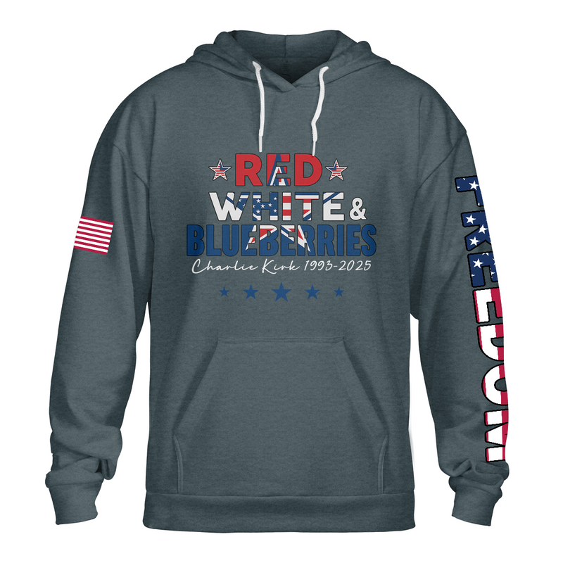 Red White and Blueberries Charlie Kirk Fist Raised Hoodie