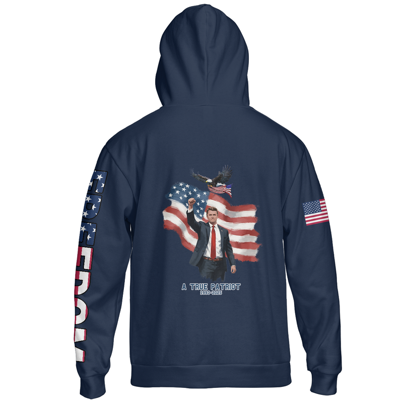 Red White and Blueberries Charlie Kirk Fist Raised Hoodie