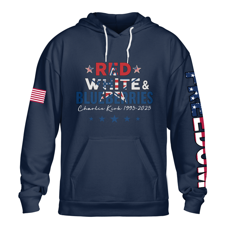 Red White and Blueberries Charlie Kirk Fist Raised Hoodie