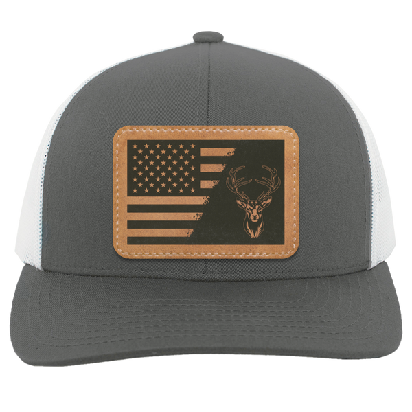 Buck Antlers American Flag Trucker Hat