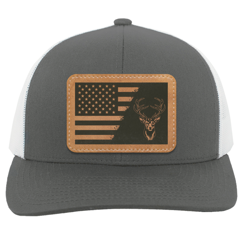 Buck Antlers American Flag Trucker Hat