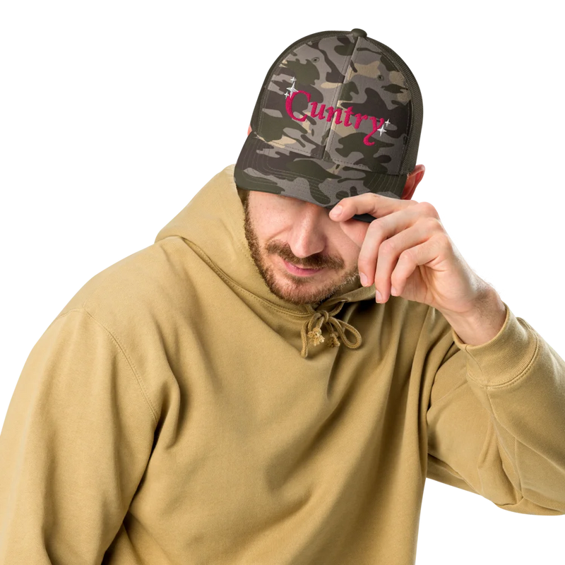 Pink Cuntry Camouflage Embroidered Trucker Hat