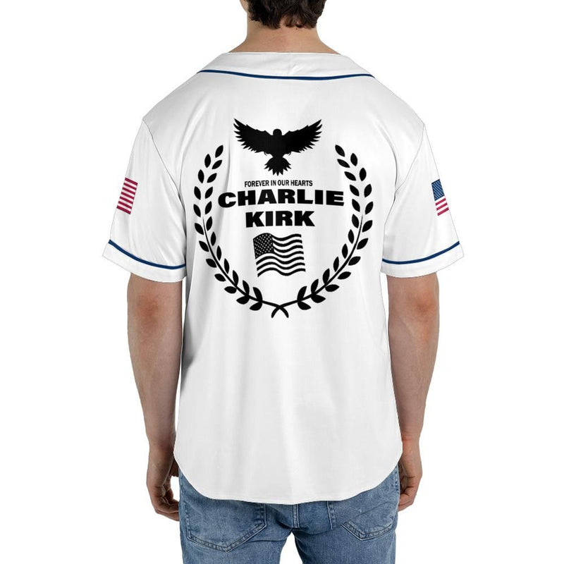 Freedom Charlie Kirk Forever In Our Hearts White Baseball Jersey
