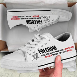 Charlie Kirk Just Because You Are Offended Low Top Canvas Shoe