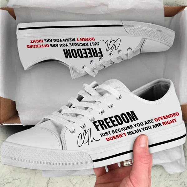 Charlie Kirk Just Because You Are Offended Low Top Canvas Shoe