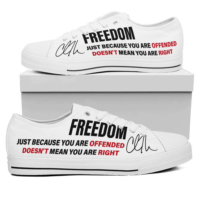 Charlie Kirk Just Because You Are Offended Low Top Canvas Shoe