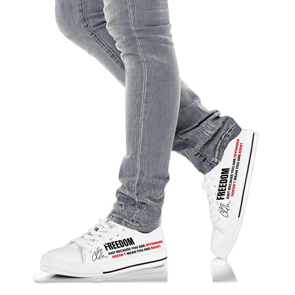 Charlie Kirk Just Because You Are Offended Low Top Canvas Shoe