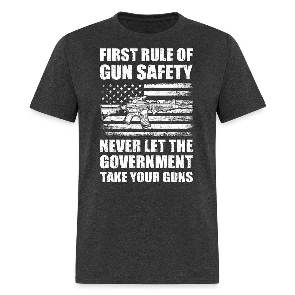 First Rule of Gun Safety T-Shirt - heather black