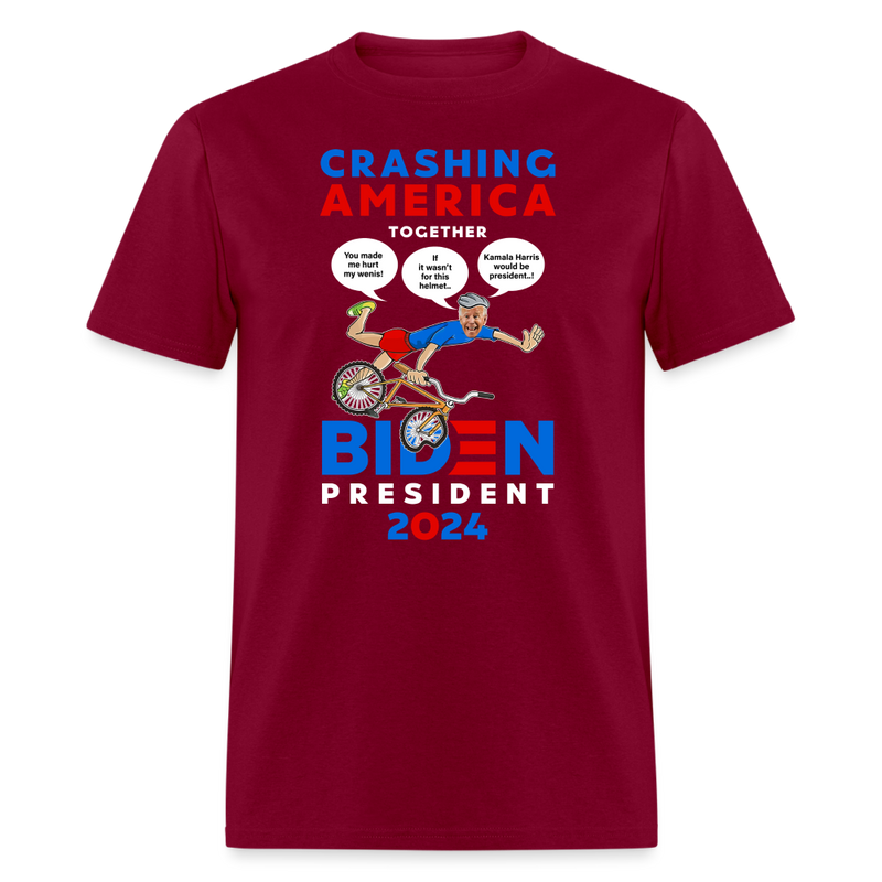 Crashing America Together T-Shirt - burgundy