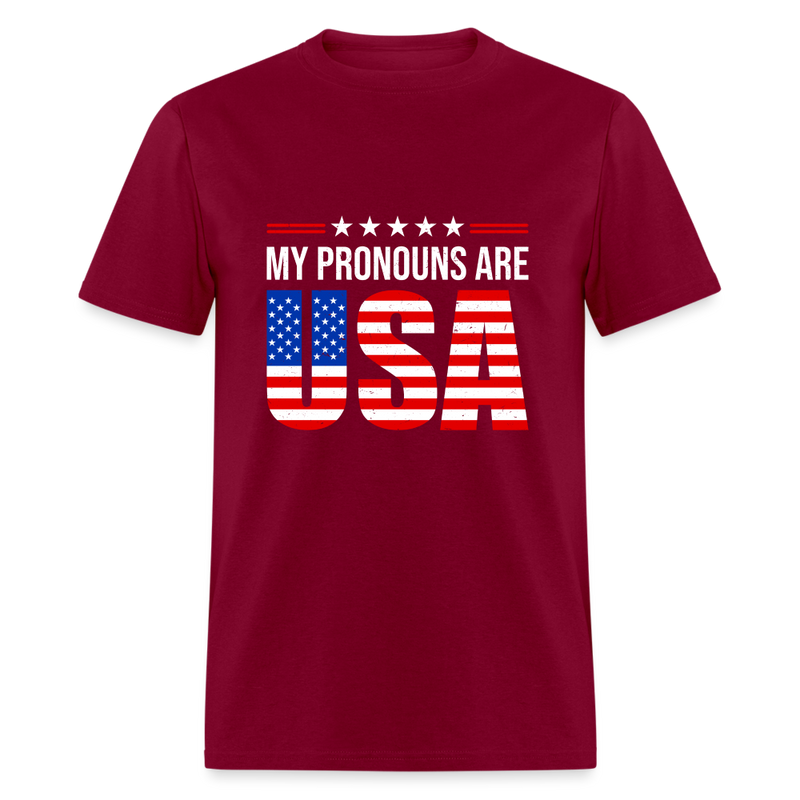 My Pronouns Are USA T-Shirt - burgundy