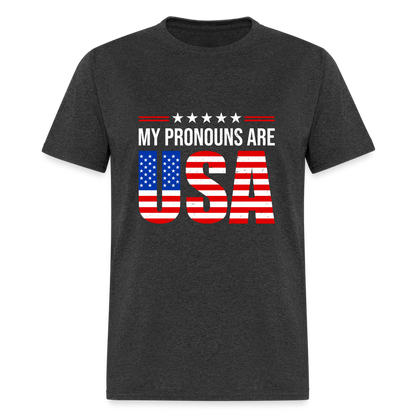 My Pronouns Are USA T-Shirt - heather black