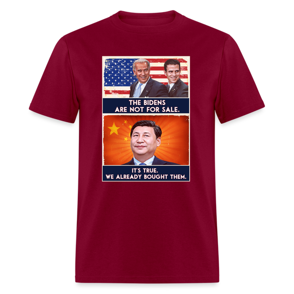 The Bidens Are Not For Sale T-Shirt - burgundy