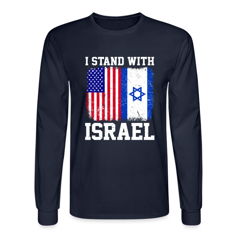 I Stand With Israel Long Sleeve Shirt - navy