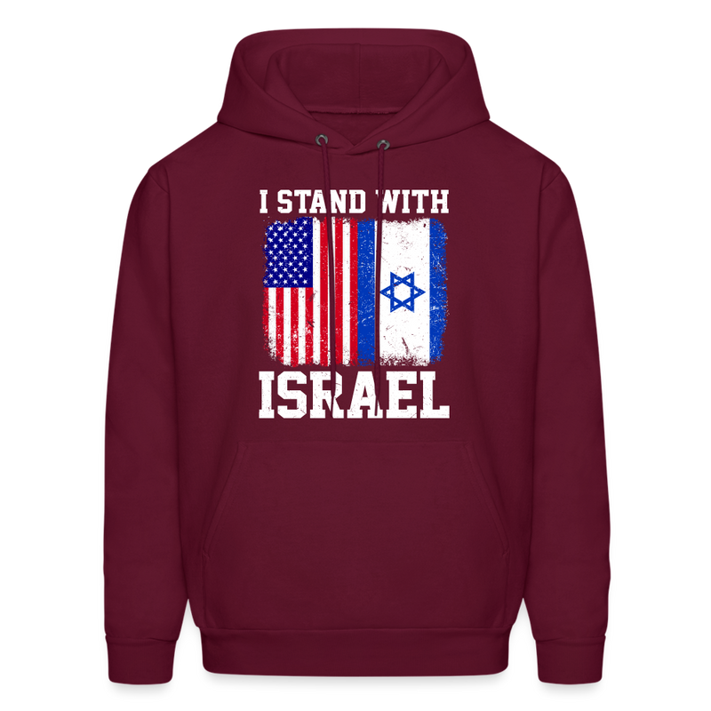 I Stand With Israel Hoodie - burgundy