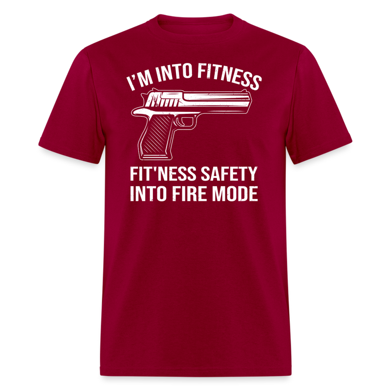 Fitness Safety Into Fire Mode T-Shirt - dark red