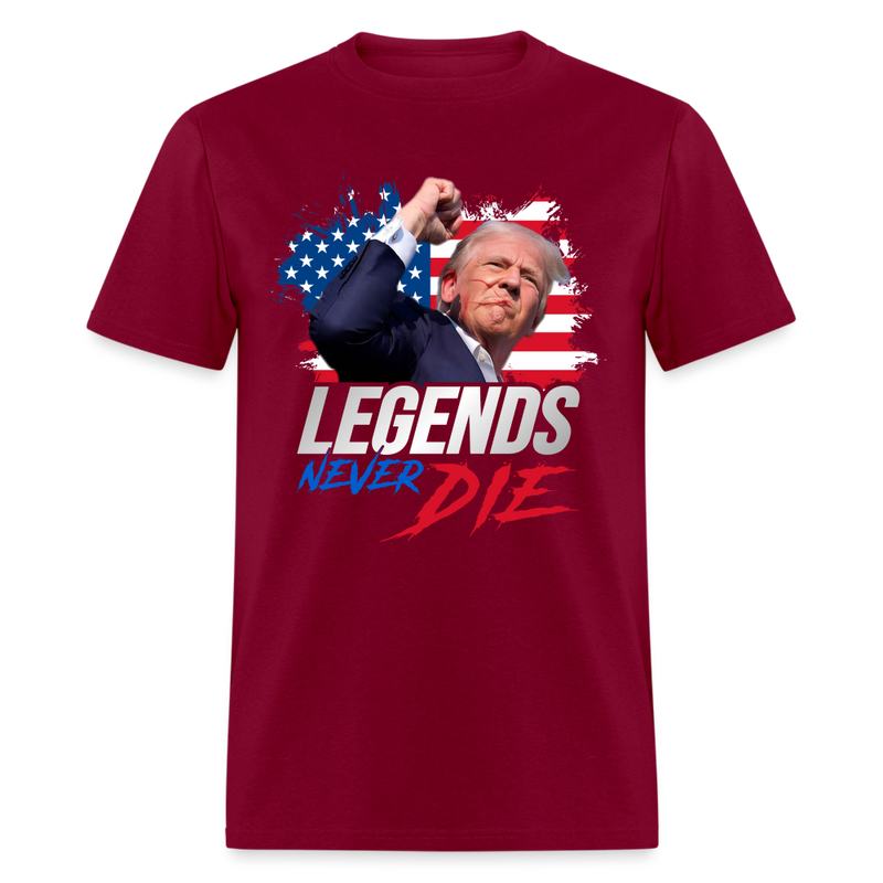 Legends Never Die T Shirt - burgundy