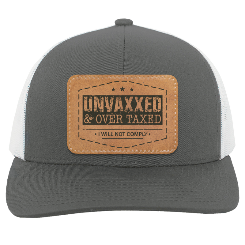 Unvaxxed And Overtaxed Trucker Hat - Brown Tanned