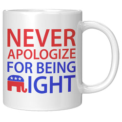 Never Apologize For Being Right Mug